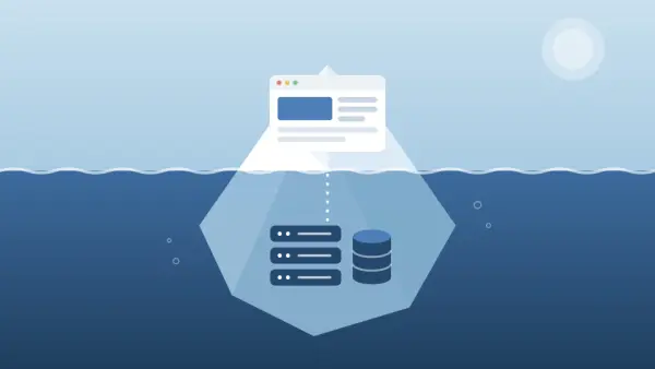 Iceberg with a browser above water and servers below